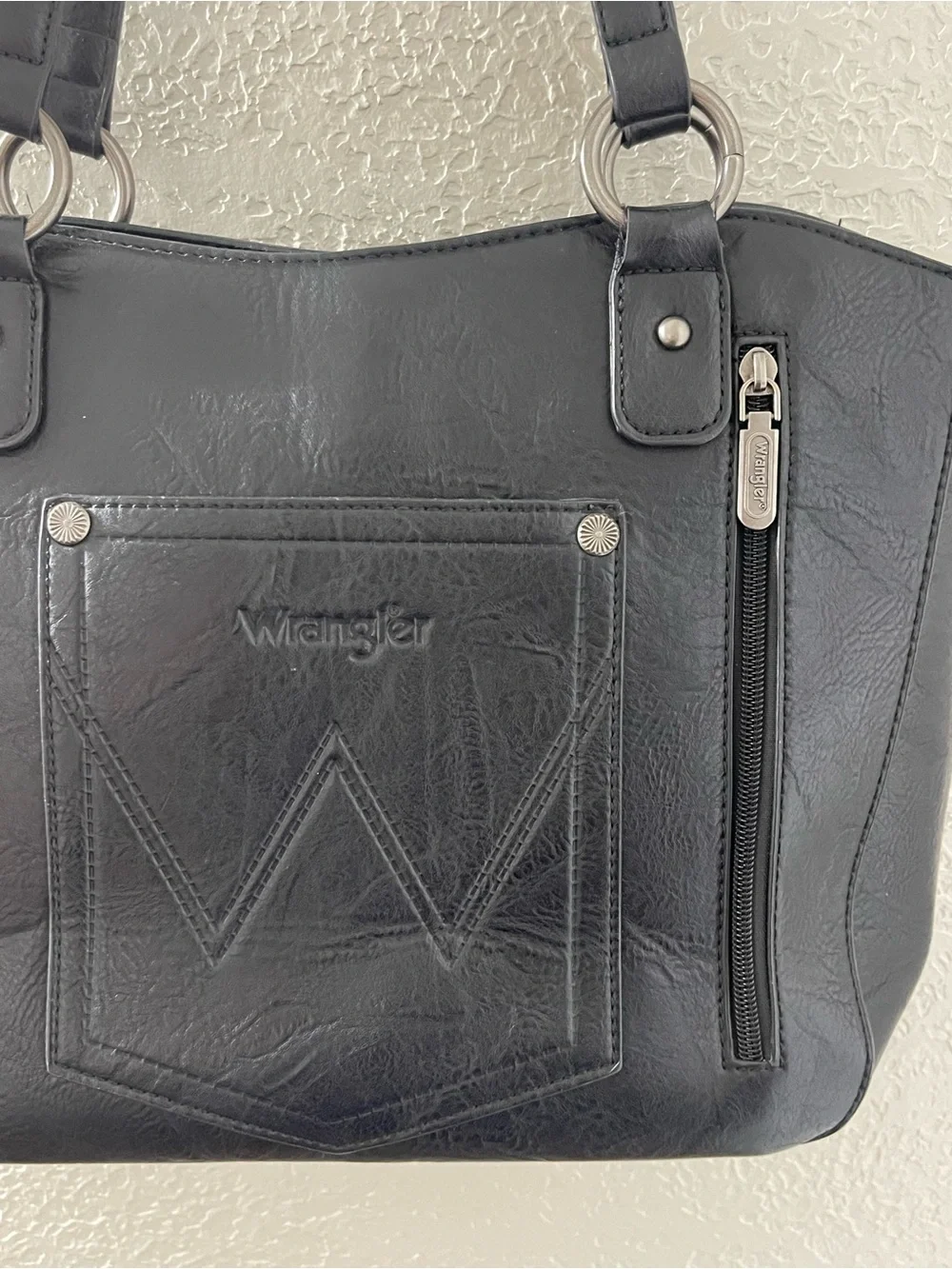 Wrangler Black Studded Shoulder Tote Western